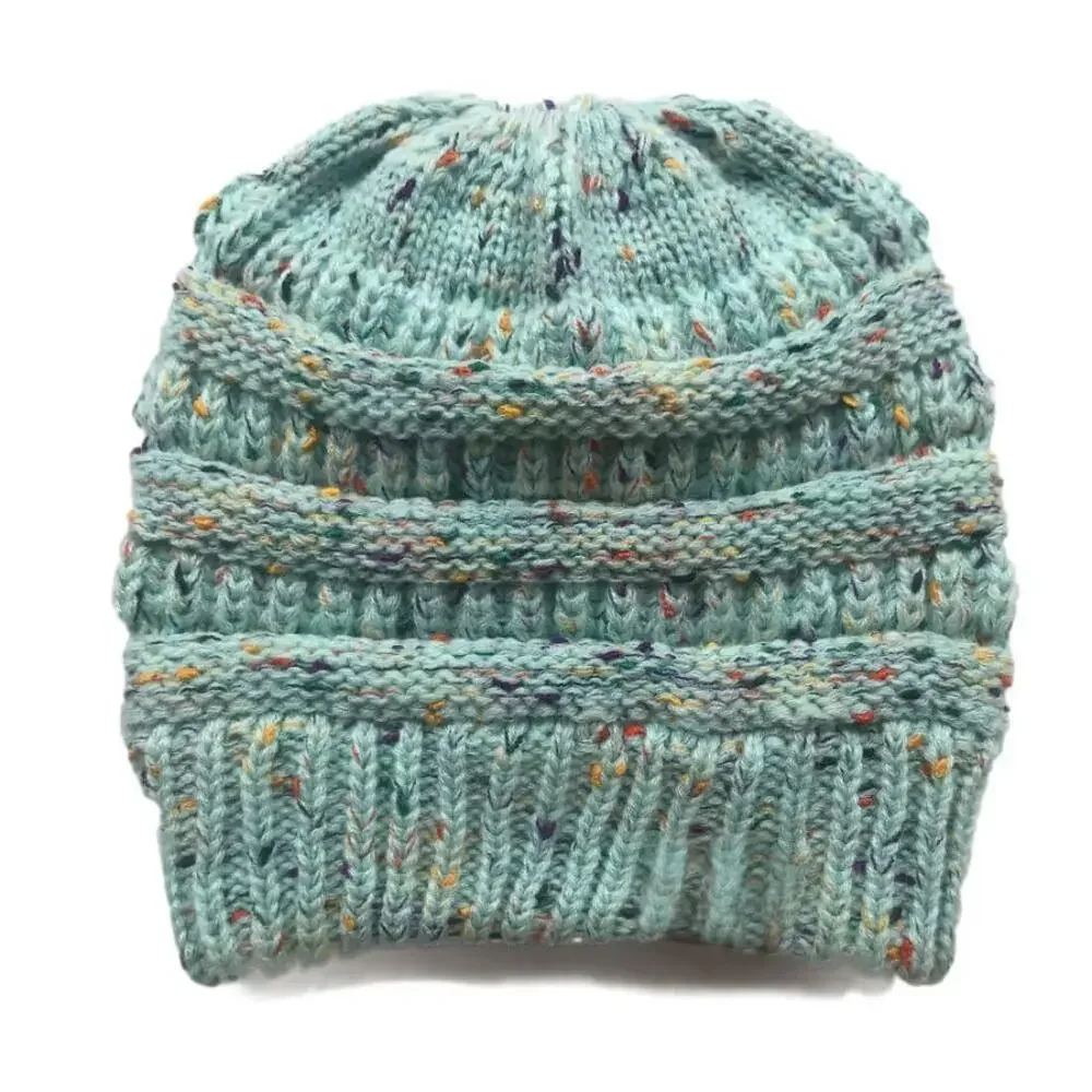 Ponytail Beanie in Pink Confetti